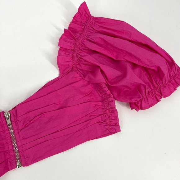 Forever 21 Top Cropped Puff Sleeve Pink Bandeau NWT - Picture 4 of 10